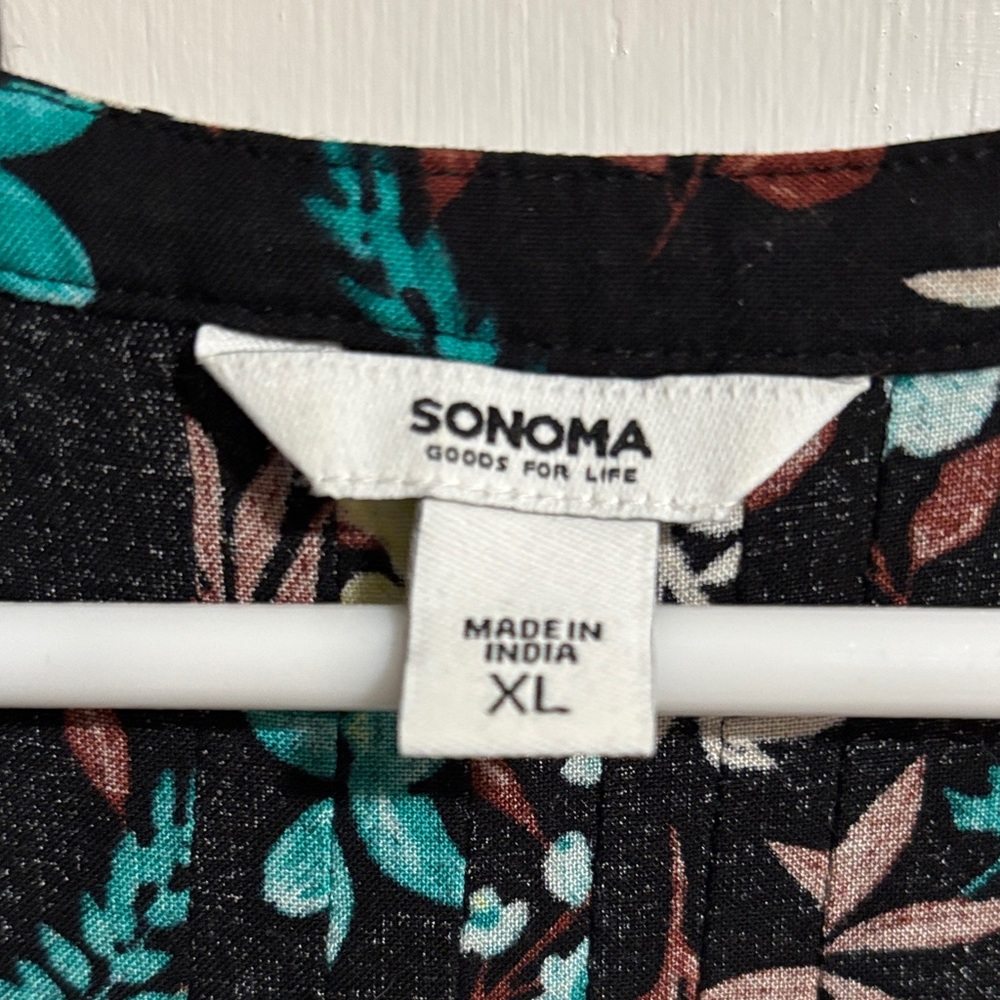 Sonoma Black Floral V-Neck Tank with Teal & Yellow Accents - Picture 2 of 6